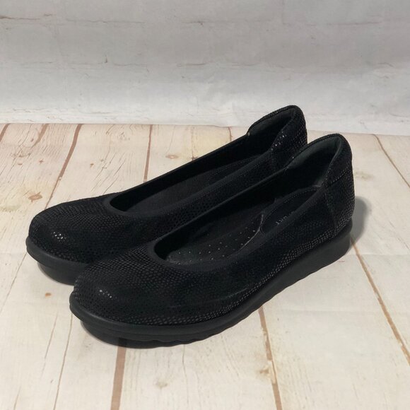 VANELi SPORT WOMEN'S SUEDE SHIMMERY BLACK PATTERN SLIP ON SHOES COMFORT SIZE 7.5 - Picture 3 of 13